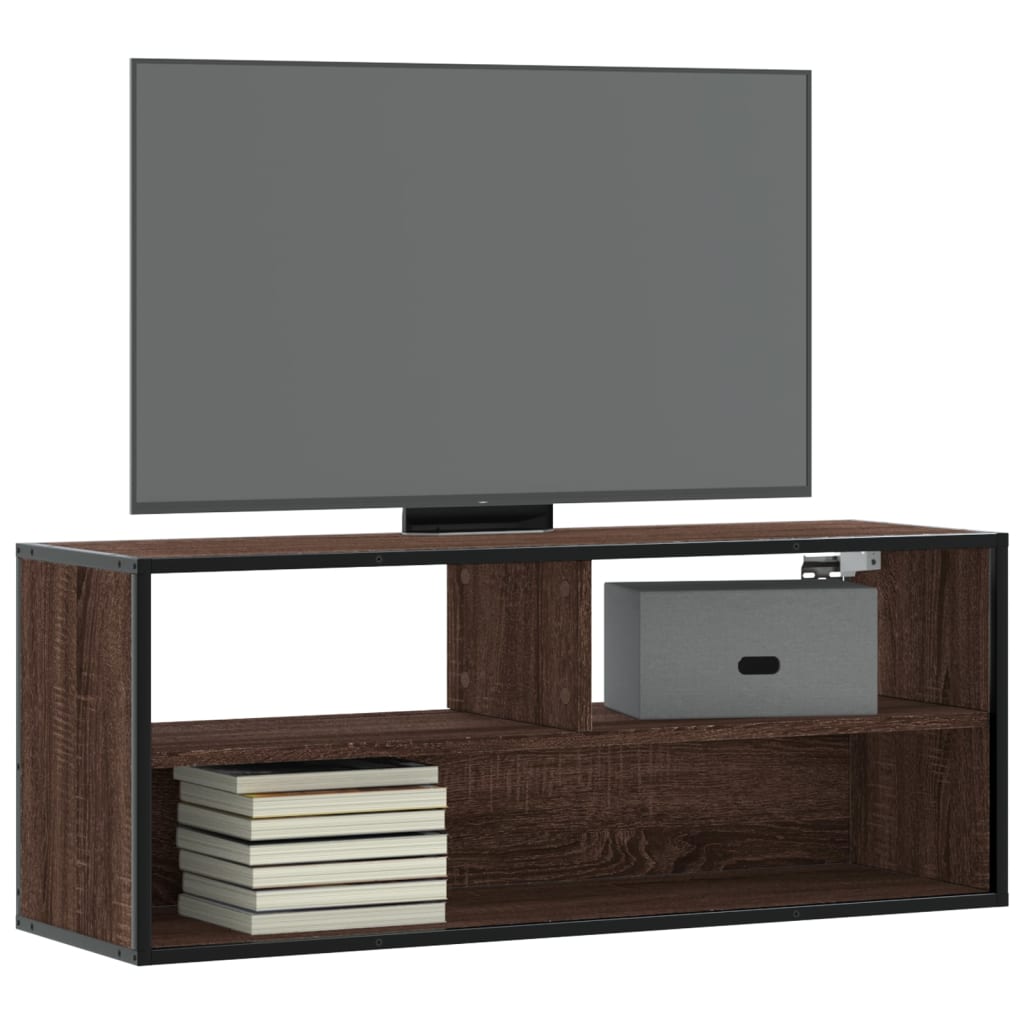 TV ormarić boja hrasta 100x31x39,5 cm konstruirano drvo i metal