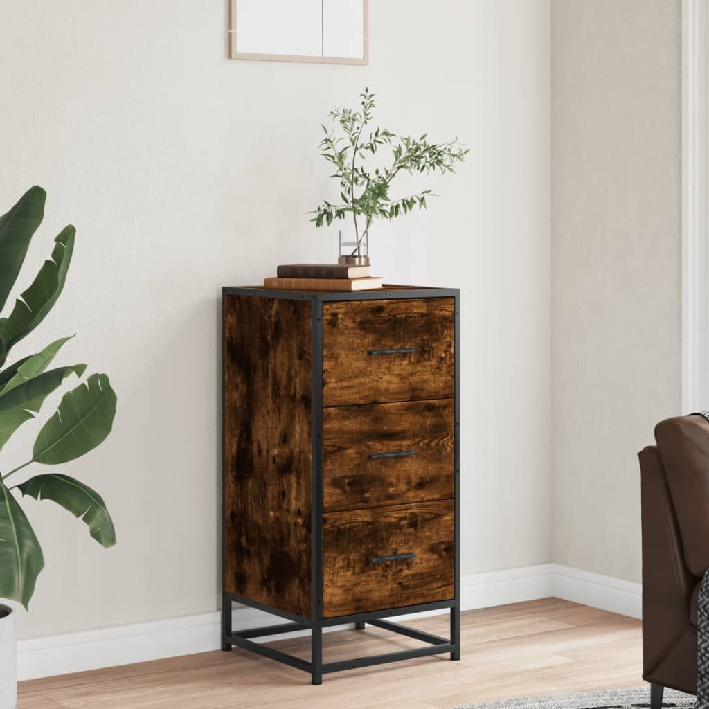 Komoda boja hrasta 35,5x35x76 cm konstruirano drvo i metal