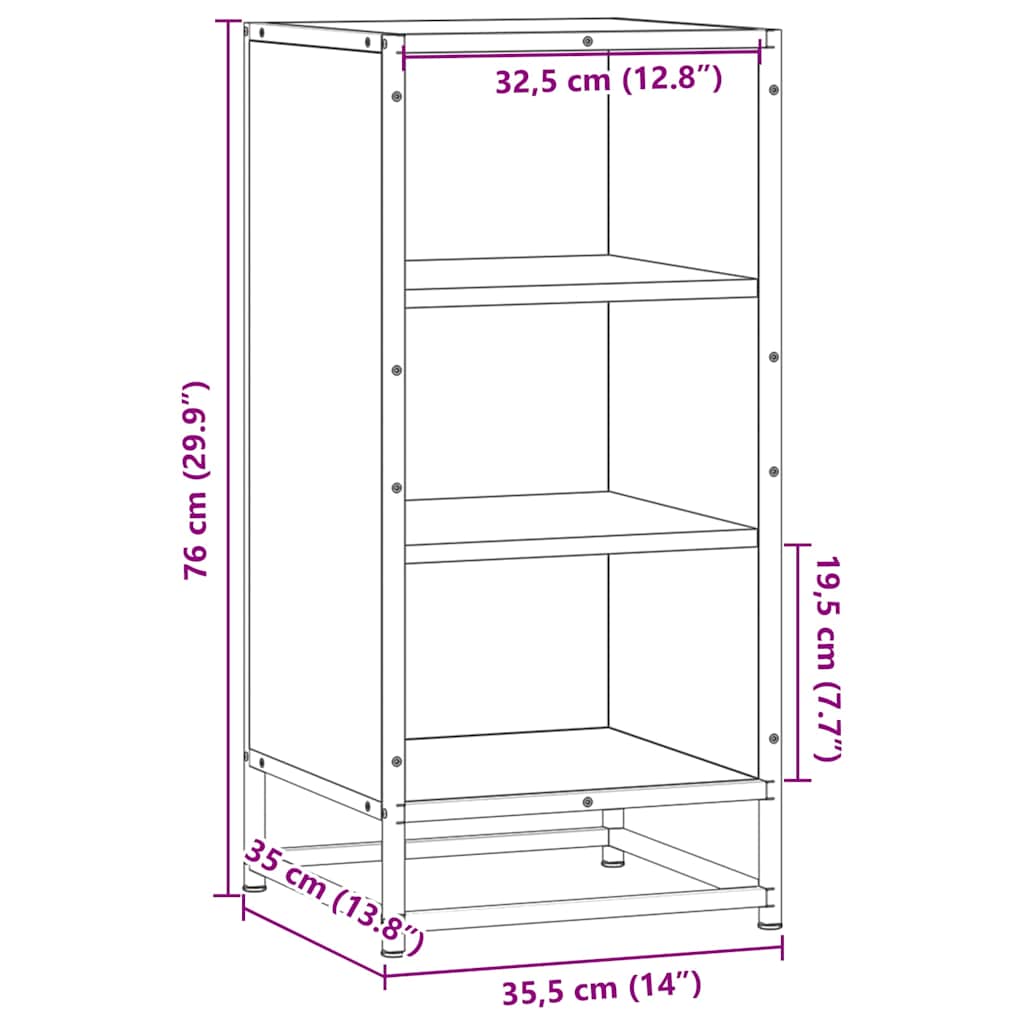 Komoda boja hrasta 35,5 x 35 x 76 cm konstruirano drvo i metal