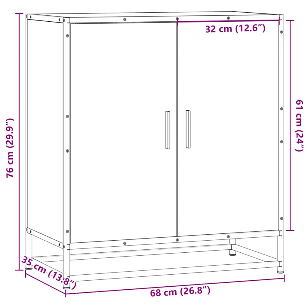 Komoda boja hrasta 68x35x76 cm konstruirano drvo i metal