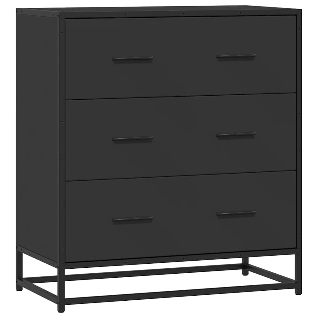 Komoda crna 68x35x76 cm konstruirano drvo i metal