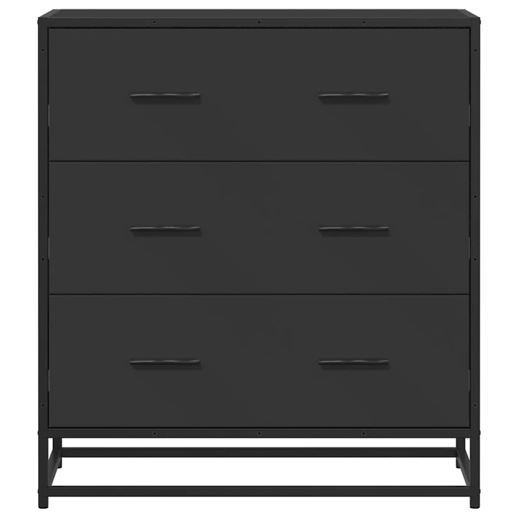 Komoda crna 68x35x76 cm konstruirano drvo i metal