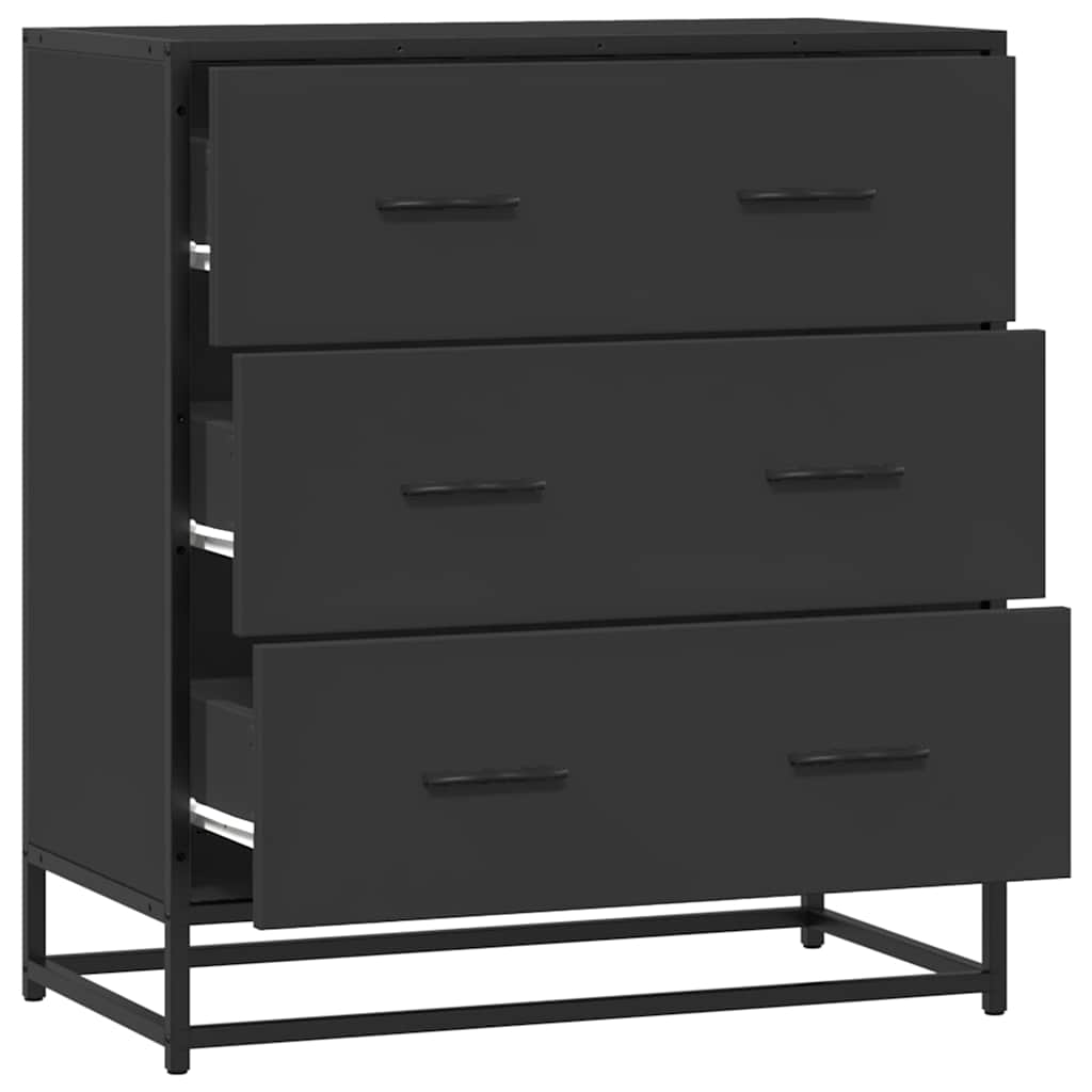 Komoda crna 68x35x76 cm konstruirano drvo i metal