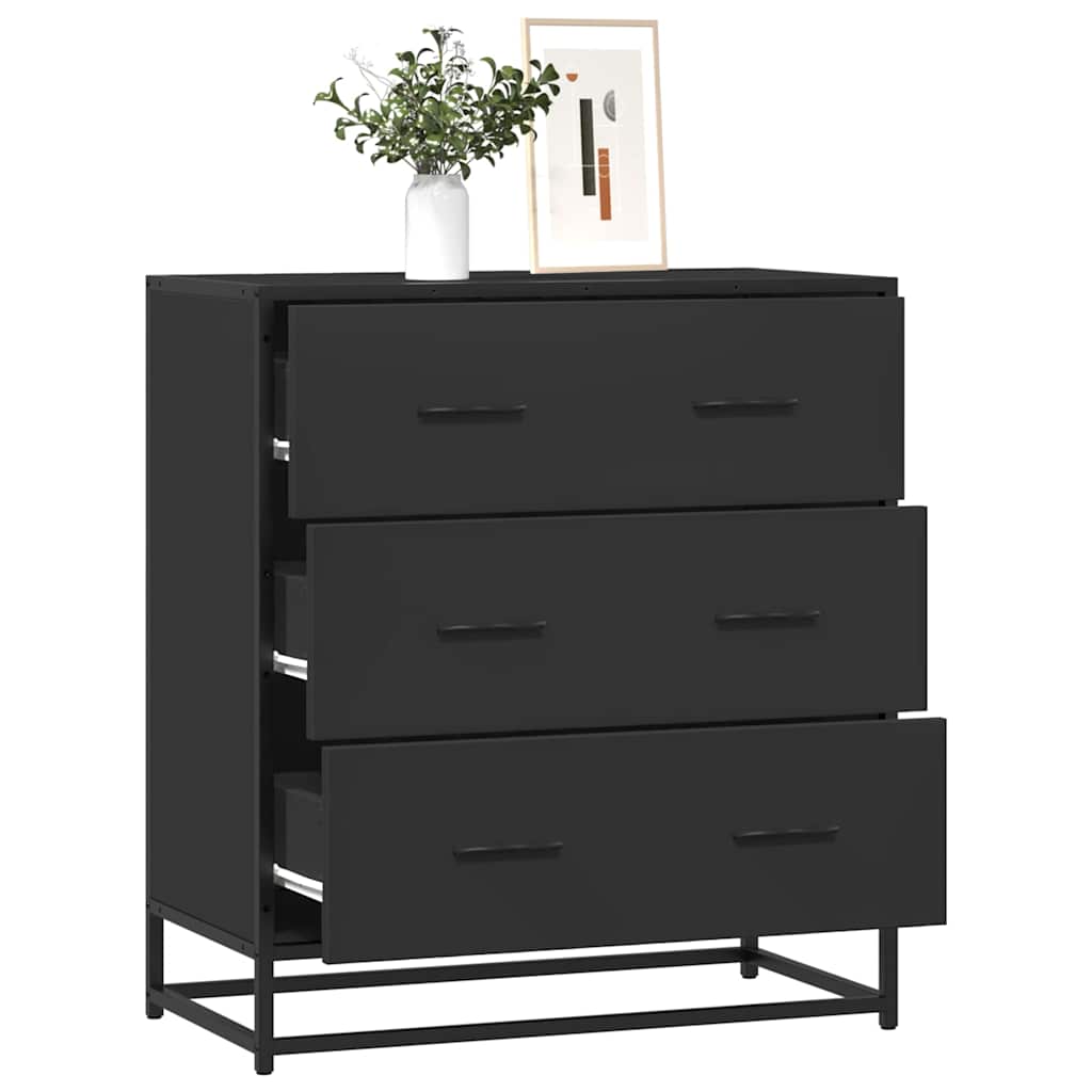 Komoda crna 68x35x76 cm konstruirano drvo i metal