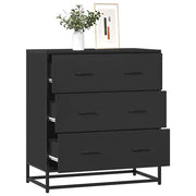 Komoda crna 68x35x76 cm konstruirano drvo i metal