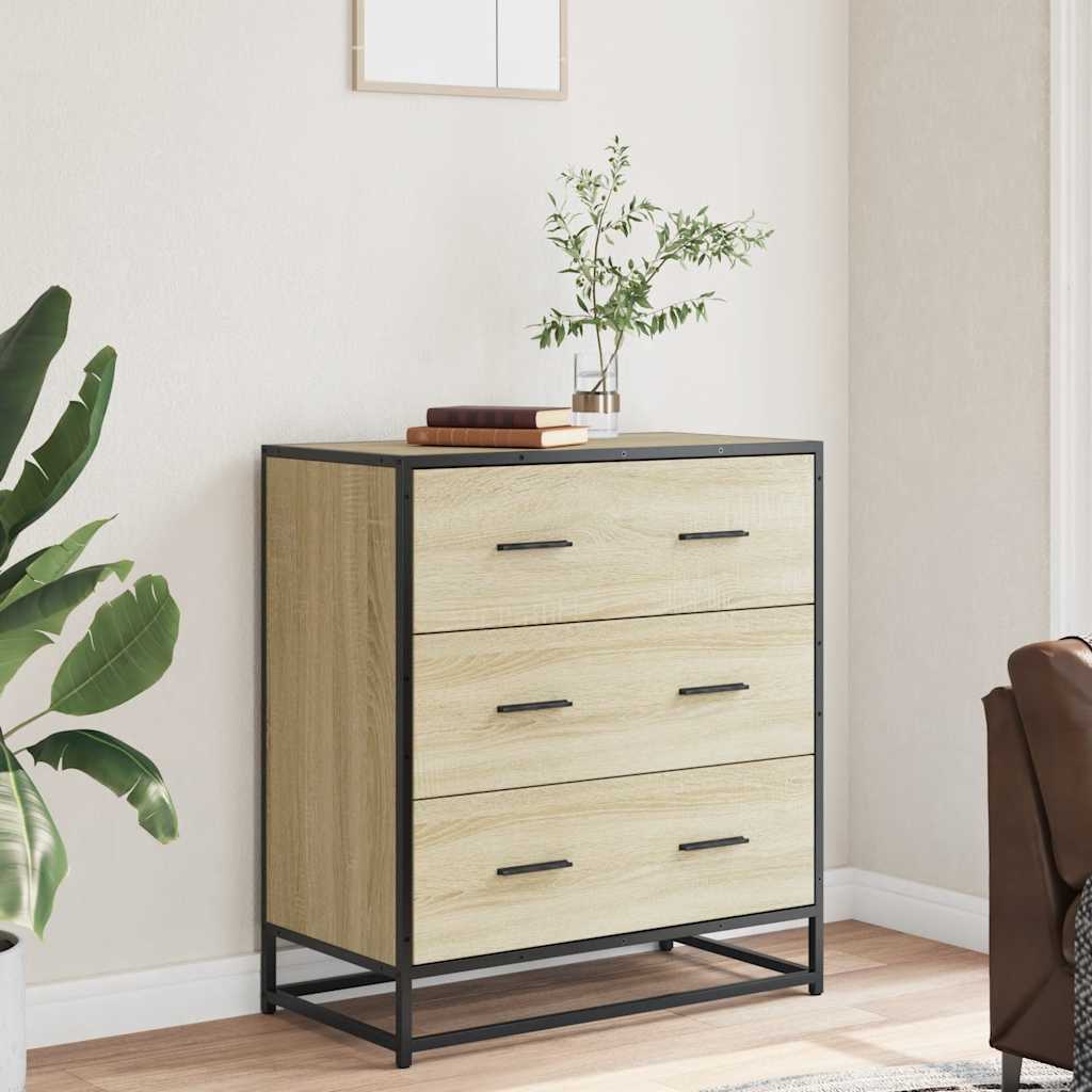 Komoda boja hrasta 68x35x76 cm konstruirano drvo i metal