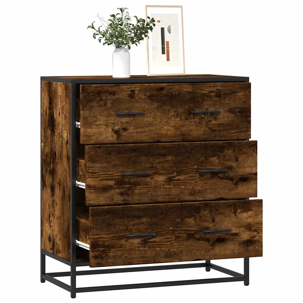 Komoda boja hrasta 68x35x76 cm konstruirano drvo i metal