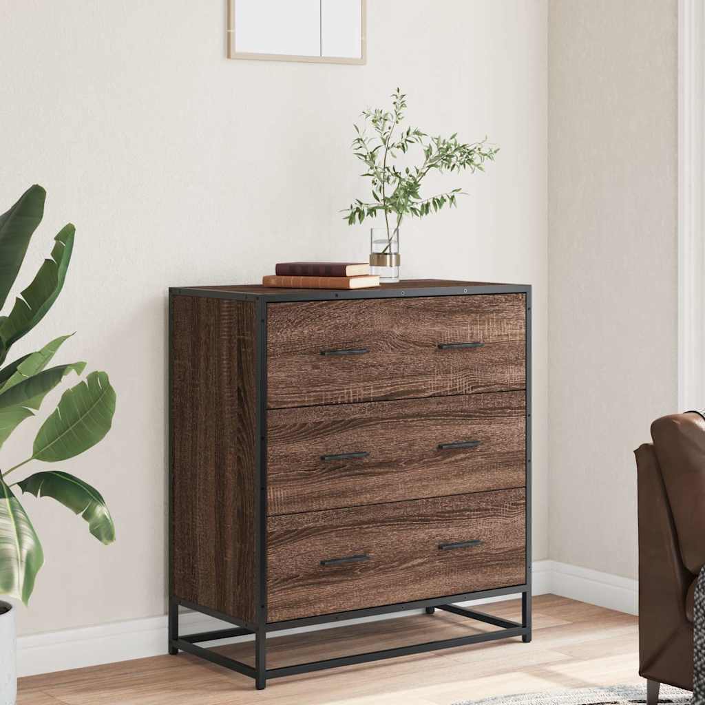Komoda boja hrasta 68x35x76 cm konstruirano drvo i metal