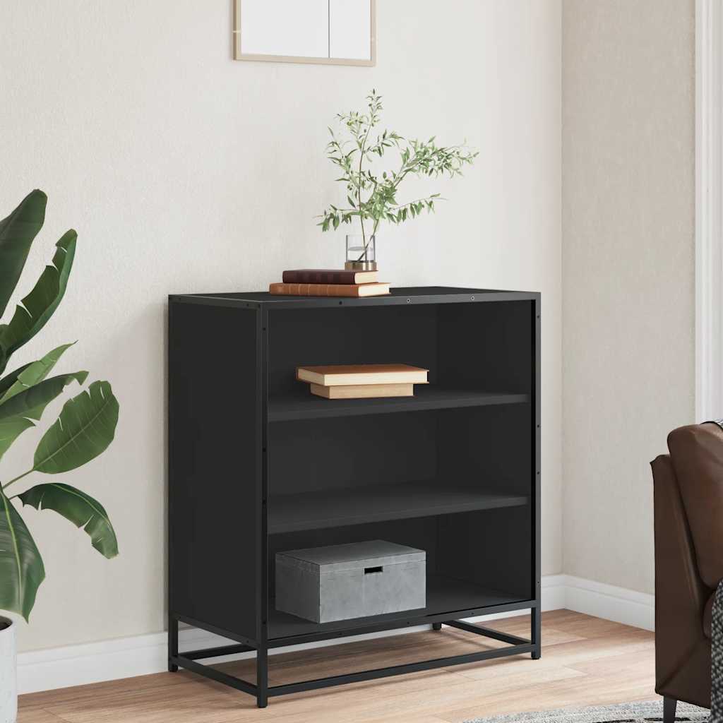 Komoda crna 68x35x76 cm konstruirano drvo i metal