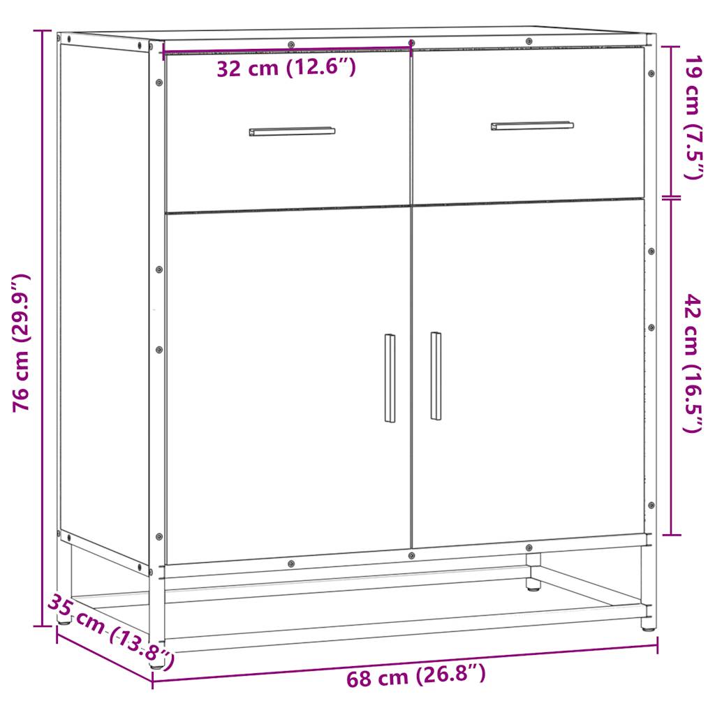 Komoda boja hrasta 68x35x76 cm konstruirano drvo