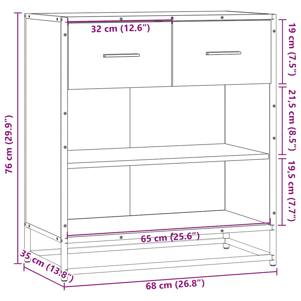 Komoda boja hrasta 68x35x76 cm konstruirano drvo