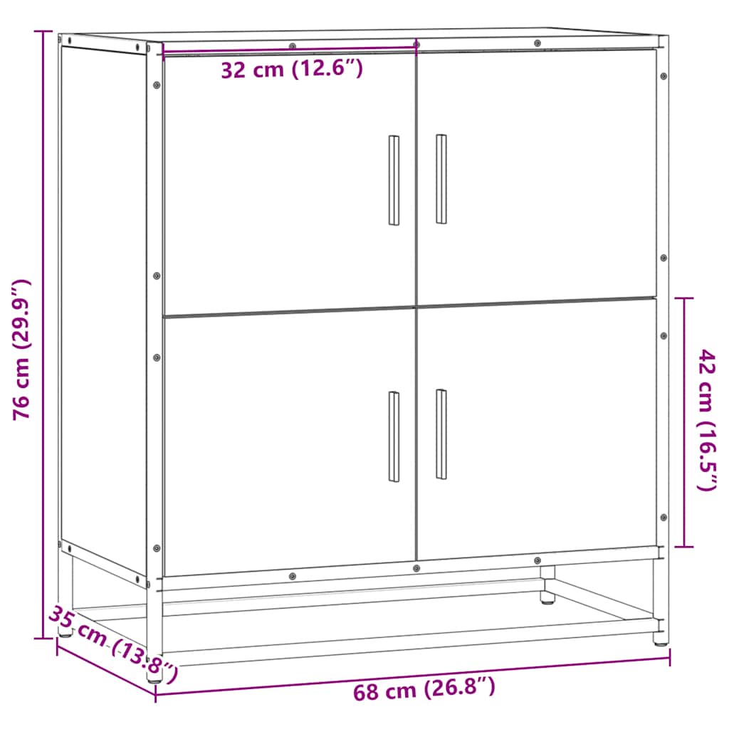 Komoda boja hrasta 68x35x76 cm konstruirano drvo