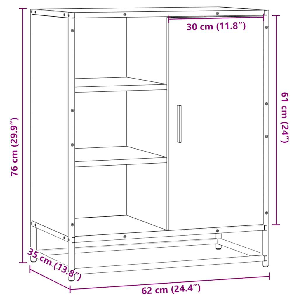 Komoda smeđi hrast 62x35x76 cm konstruirano drvo