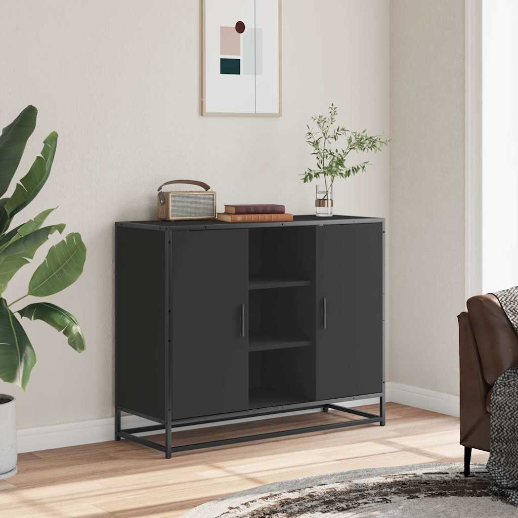 Komoda crna 92x35x76 cm od konstruiranog drva