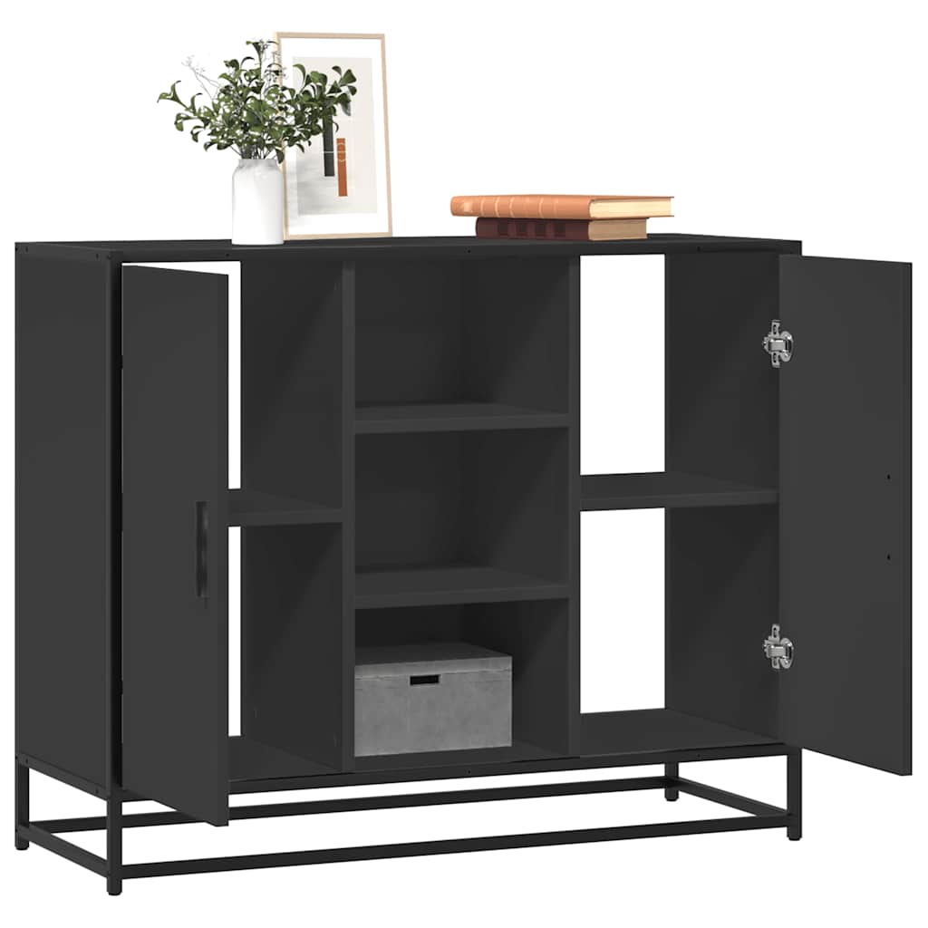 Komoda crna 92x35x76 cm od konstruiranog drva