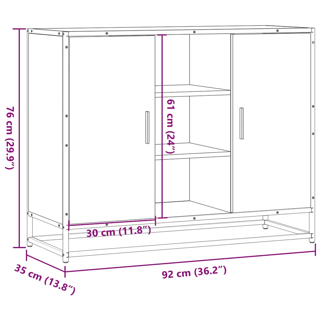 Komoda dimljeni hrast 92x35x76 cm konstruirano drvo