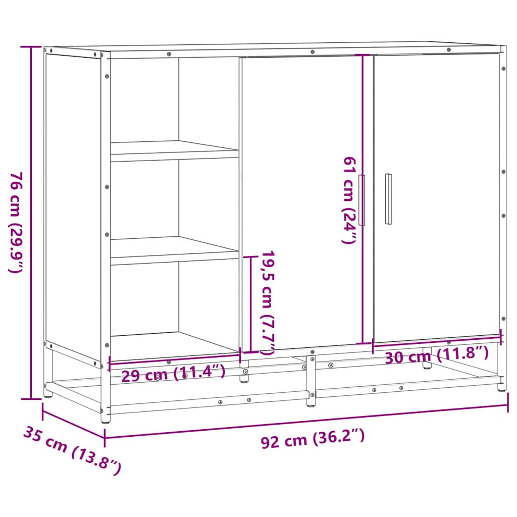Komoda sonoma hrast 92x35x76 cm izrađeno drvo