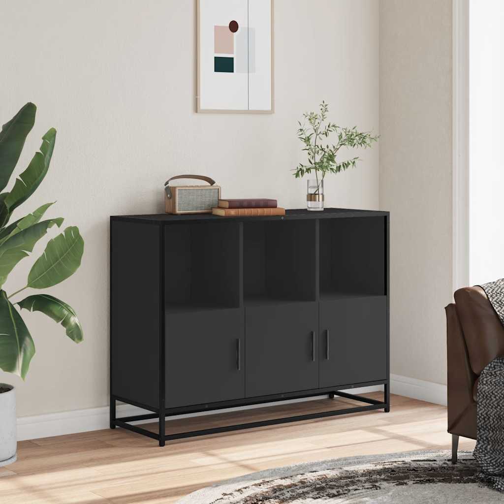 Komoda crna 100x35x76 cm od konstruiranog drva