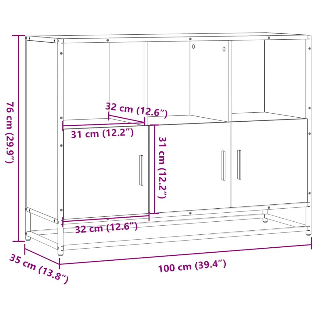 Komoda crna 100x35x76 cm od konstruiranog drva