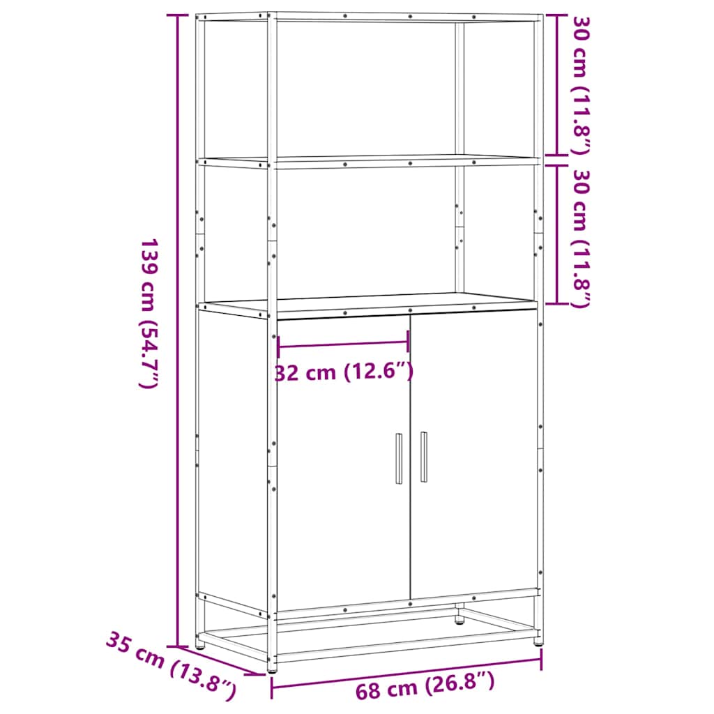 Visoka ploča sonoma hrast 68x35x139cm konstruirano drvo i metal