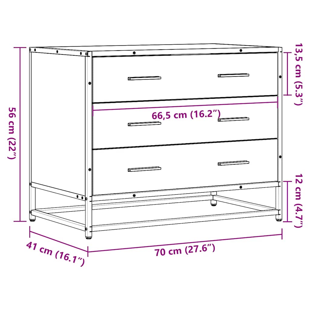 Ormar s ladicama sonoma hrast 70x41x56 cm izrađeno drvo