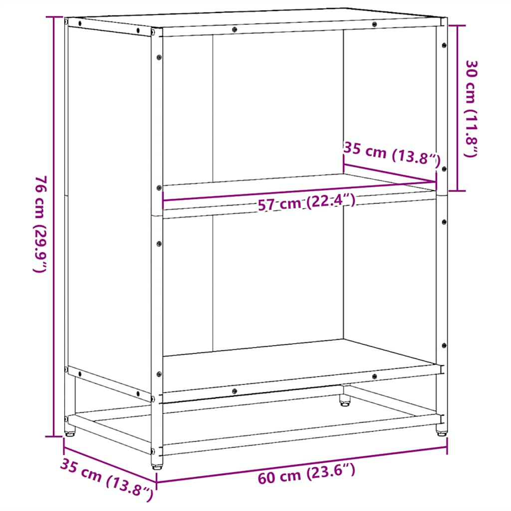 Ormar za knjige sonoma hrast 60x35x76 cm konstruirano drvo