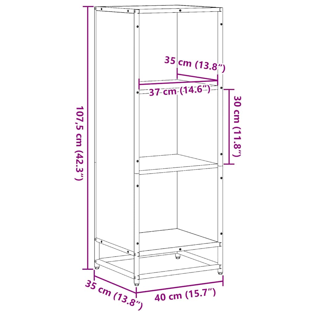 Ormar za knjige crni 40x35x107,5 cm izrađeno drvo