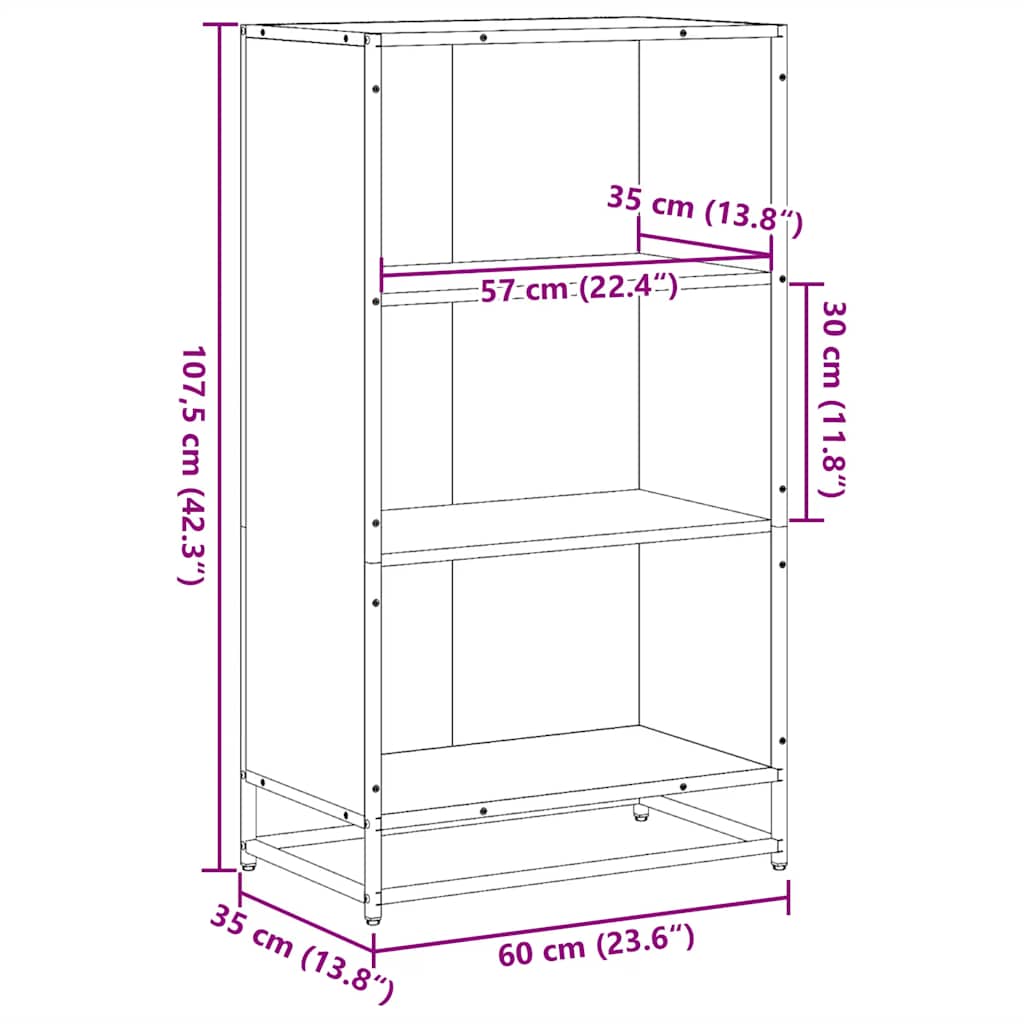 Ormar za knjige dimljeni hrast 60x35x107,5 cm konstruirano drvo