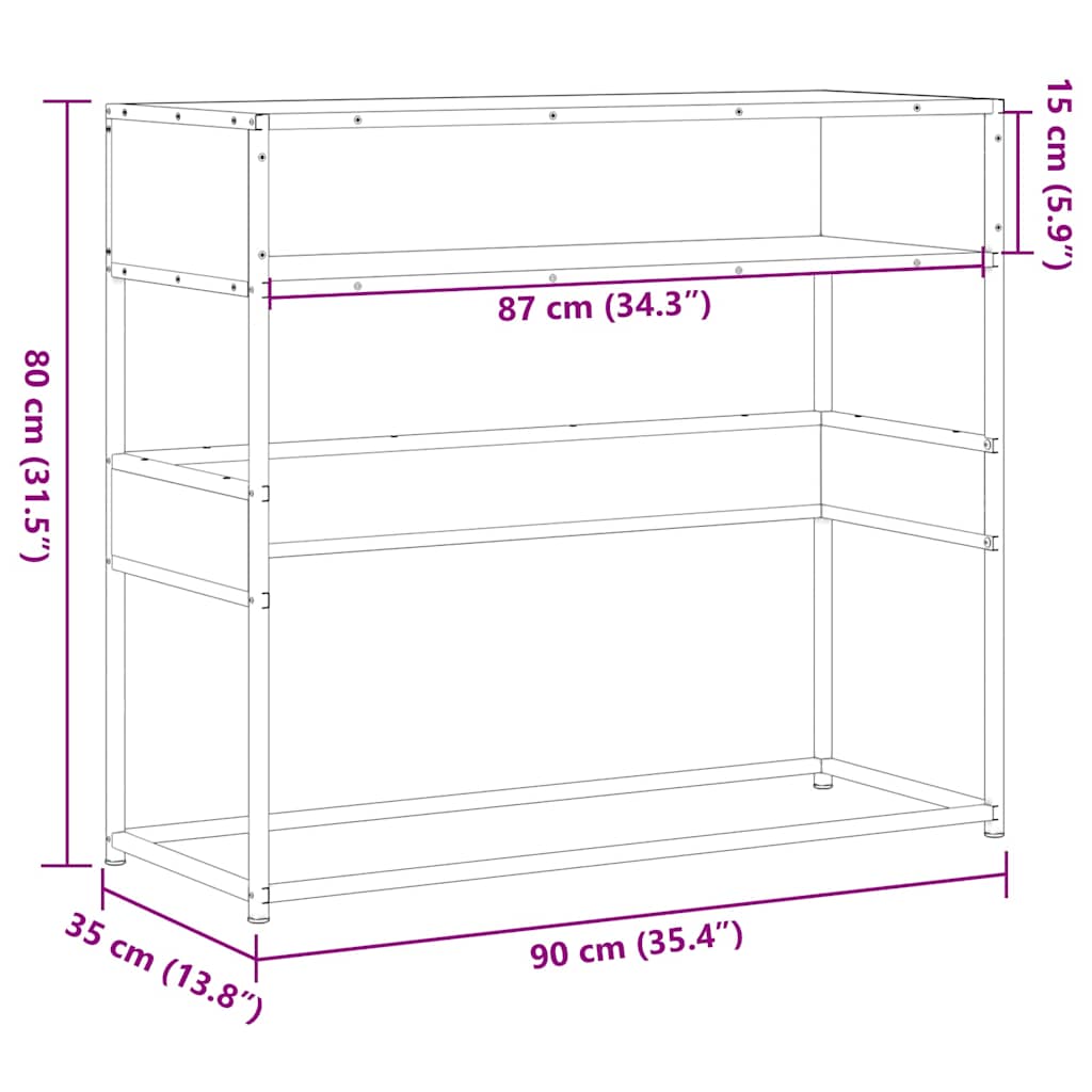 Konzolni stol boja hrasta 90x35x80 cm konstruirano drvo