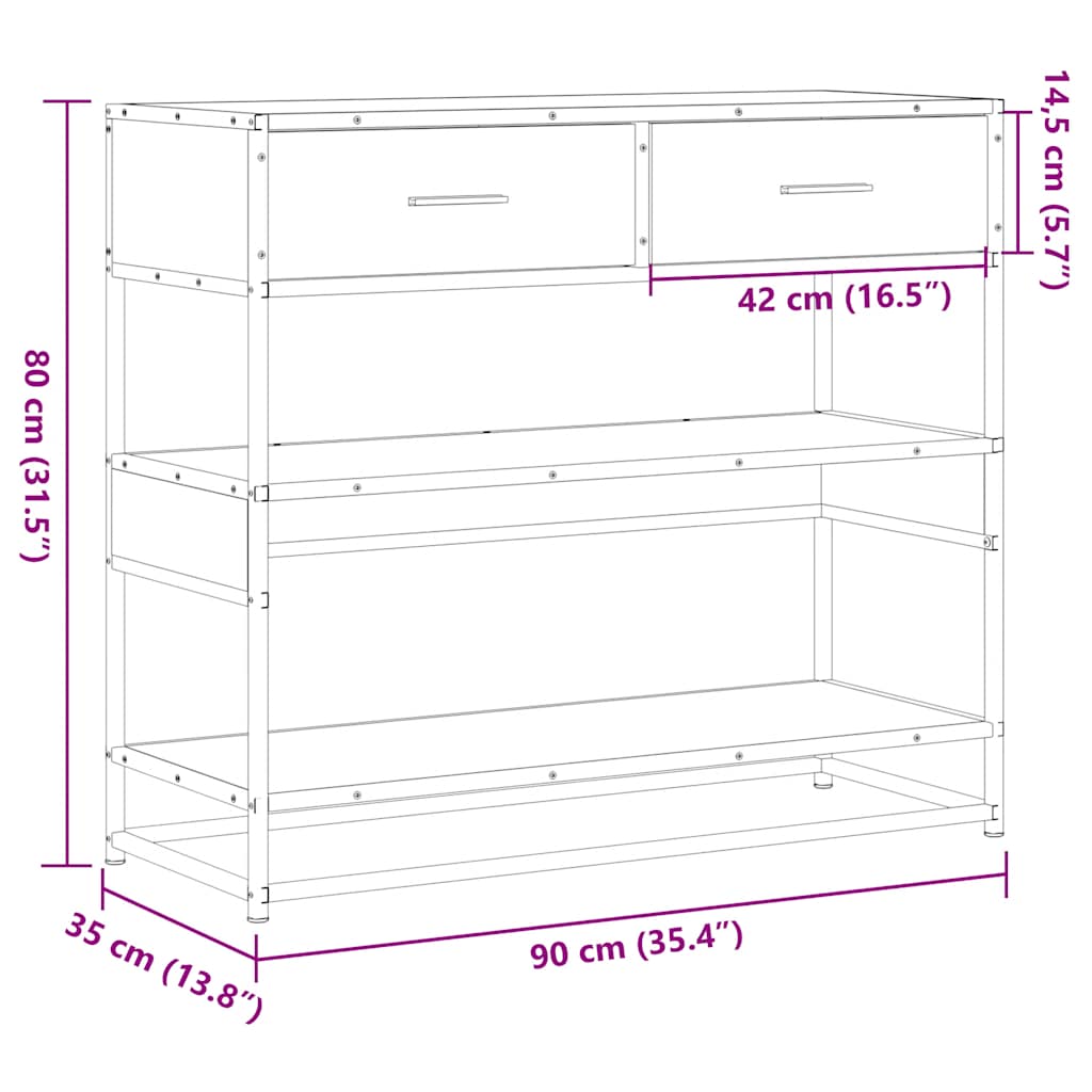 Konzolni stol boja hrasta 90x35x80 cm konstruirano drvo