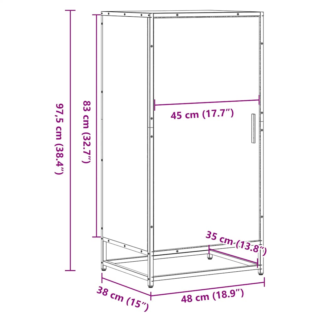 Stalak za cipele boja hrasta 48x38x97,5 cm konstruirano drvo