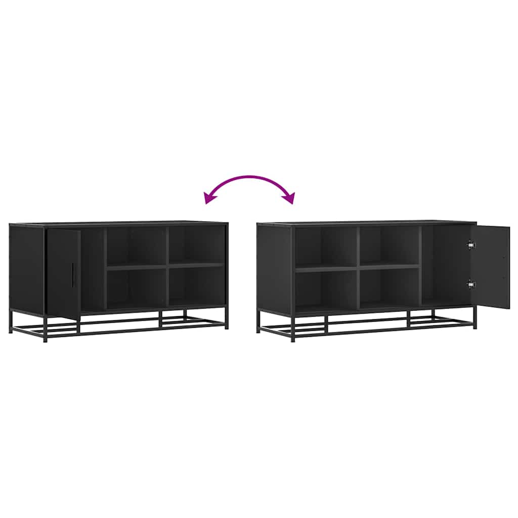 Klupa za cipele crna 100x40x53,5 cm Konstruirano drvo i metal