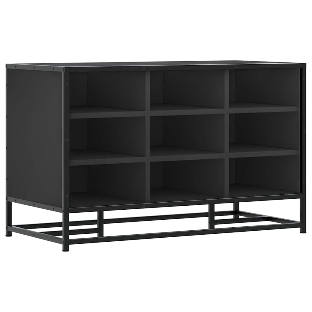 Klupa za cipele crna 84x40x53,5 cm Konstruirano drvo i metal