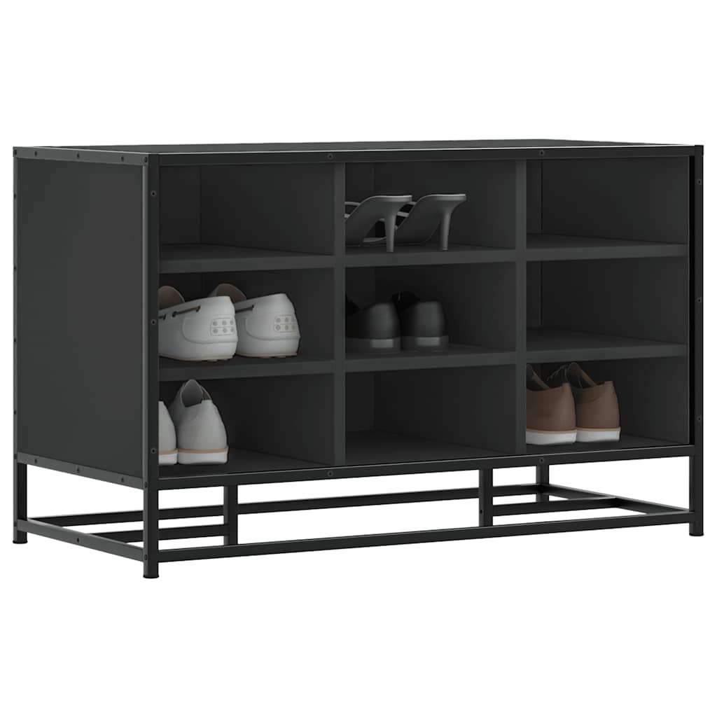 Klupa za cipele crna 84x40x53,5 cm Konstruirano drvo i metal