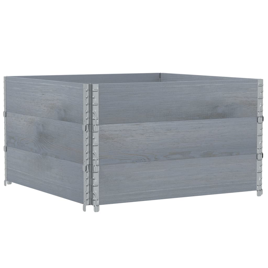 Okviri za palete 3 kom sivi 100 x 100 cm od masivne borovine