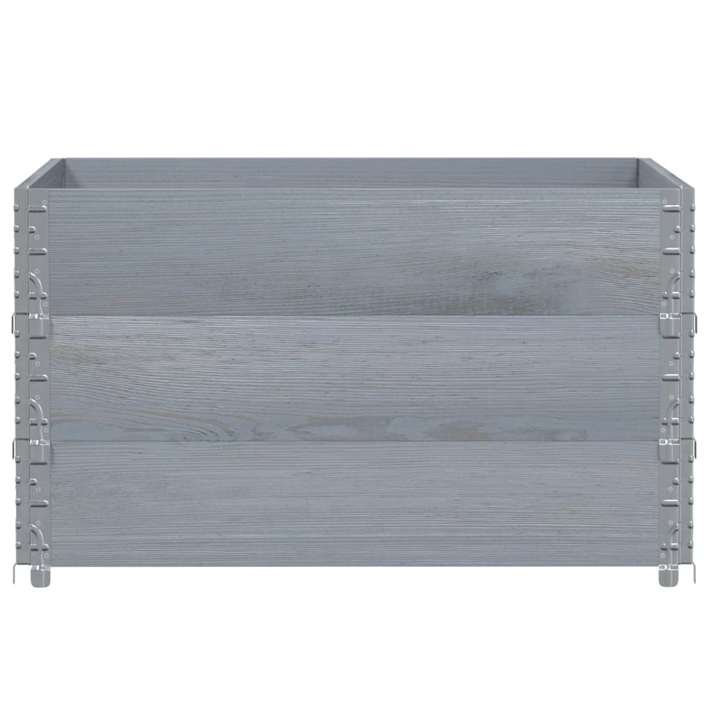 Okviri za palete 3 kom sivi 100 x 100 cm od masivne borovine