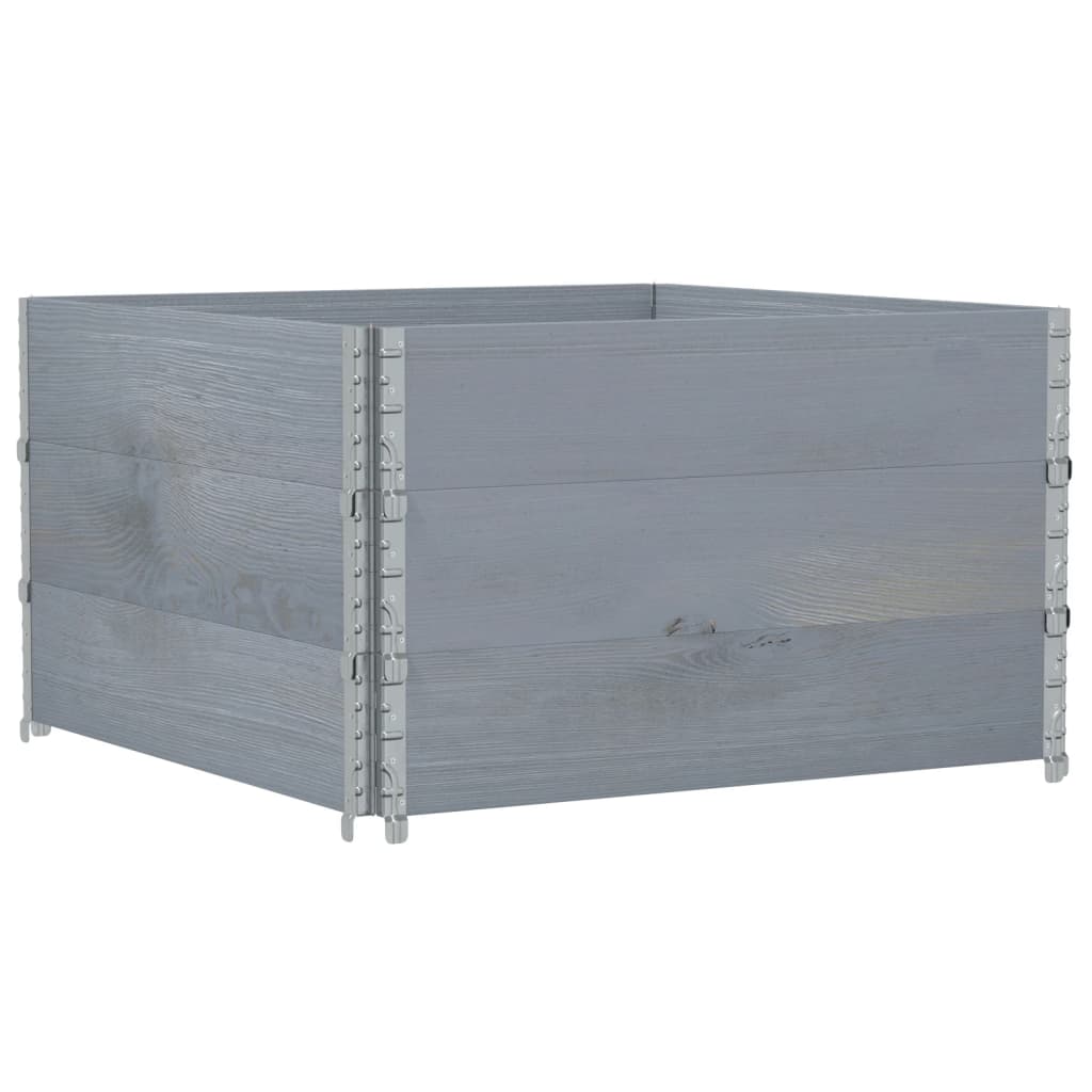 Okviri za palete 3 kom sivi 100 x 100 cm od masivne borovine