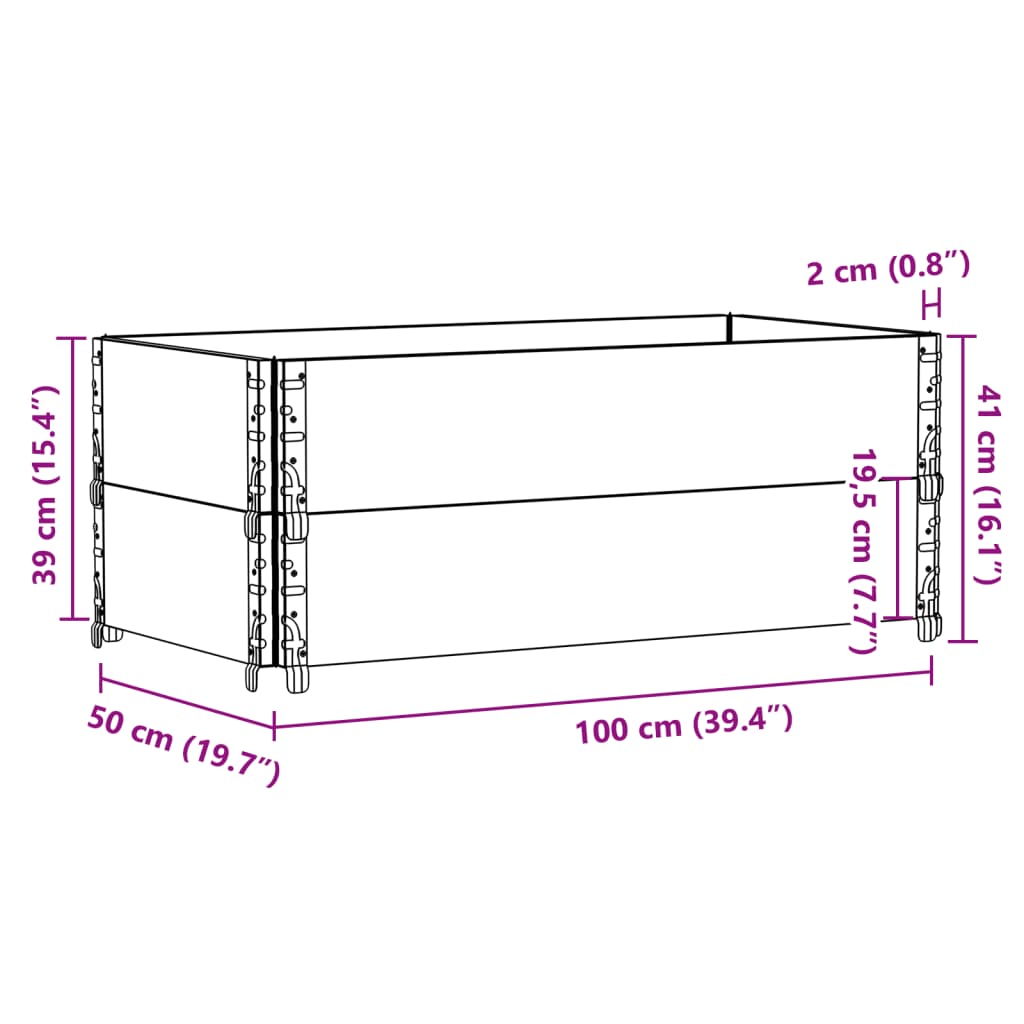 Vrtna sadilica crna 100x50 cm od masivne borovine
