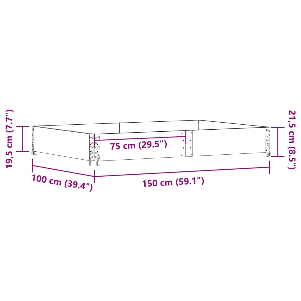 Vrtna sadilica crna 150x100 cm od masivne borovine