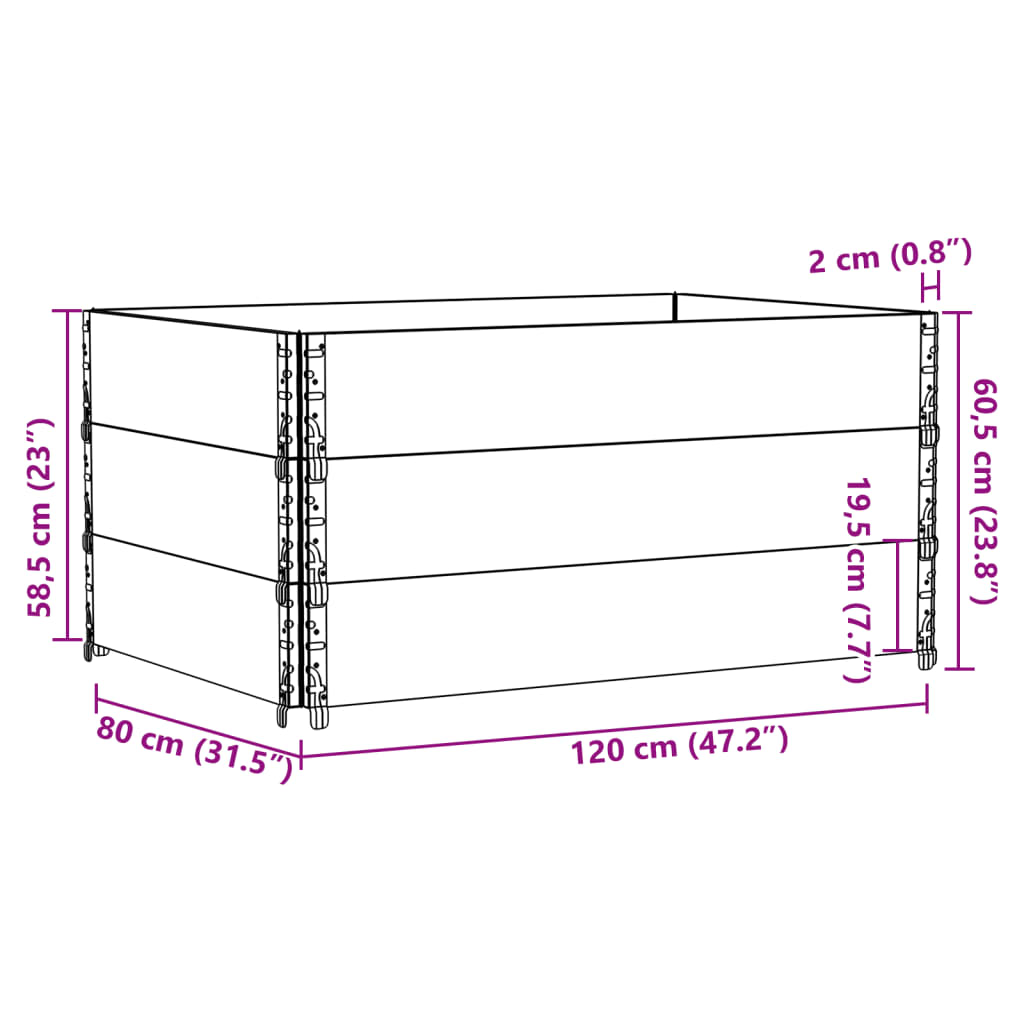 Vrtni sadilica siva 120 x 80 cm od masivne borovine