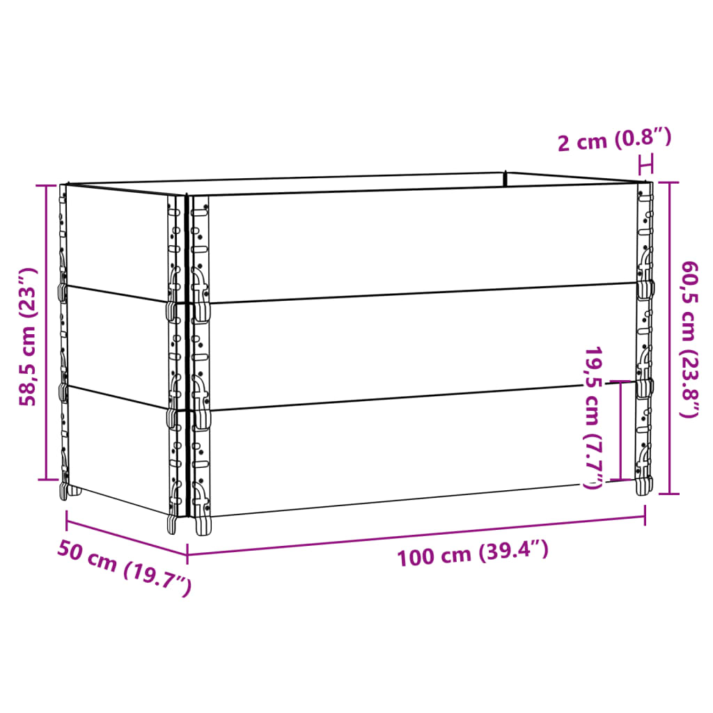 Vrtna sadilica crna 100x50 cm od masivne borovine