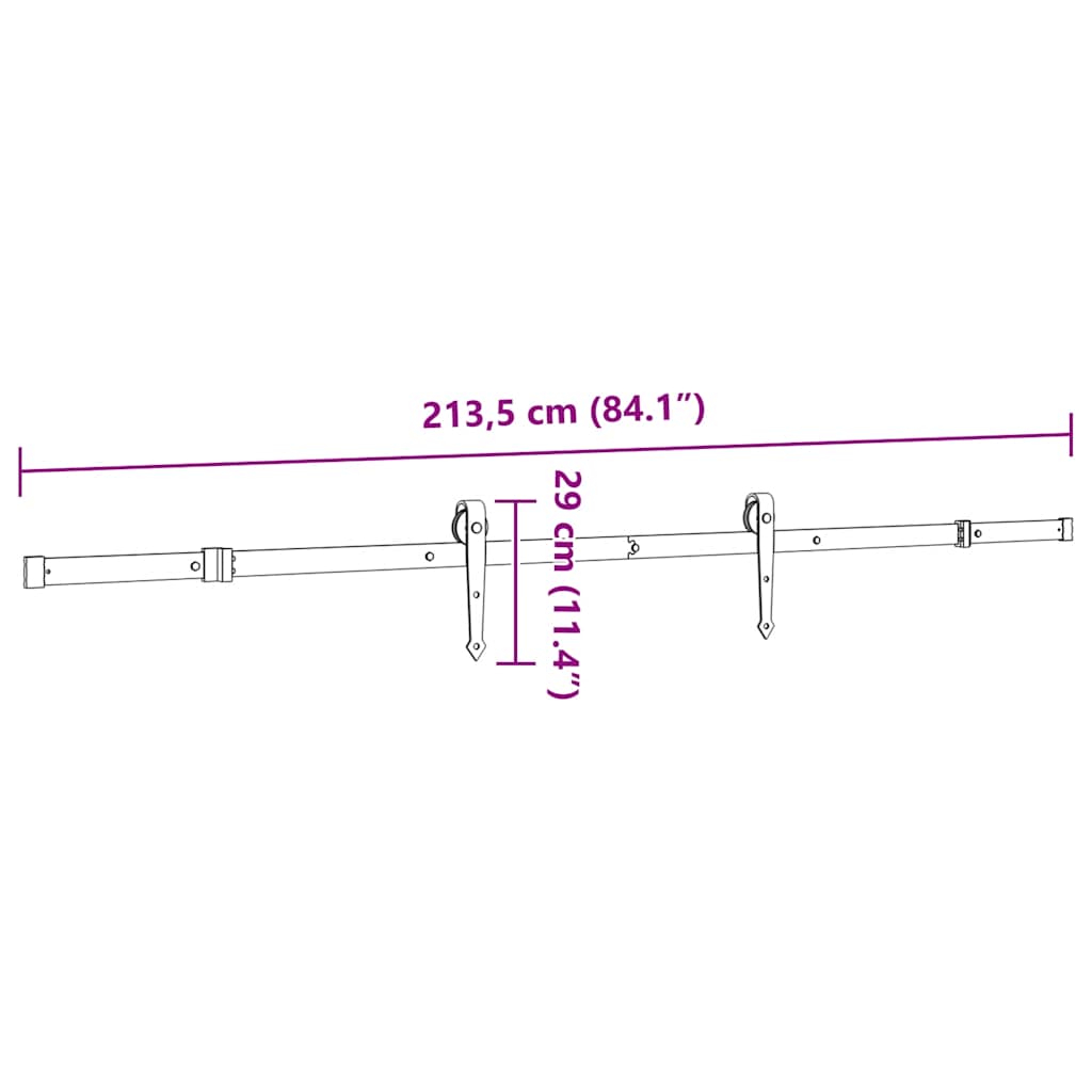 Pribor za klizna vrata 213,5 cm čelični crni