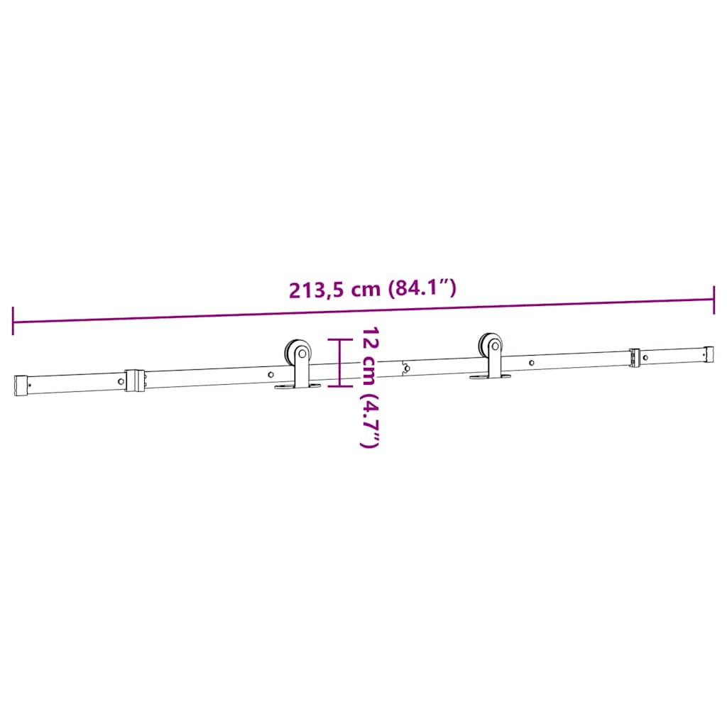 Pribor za klizna vrata 213,5 cm čelični crni