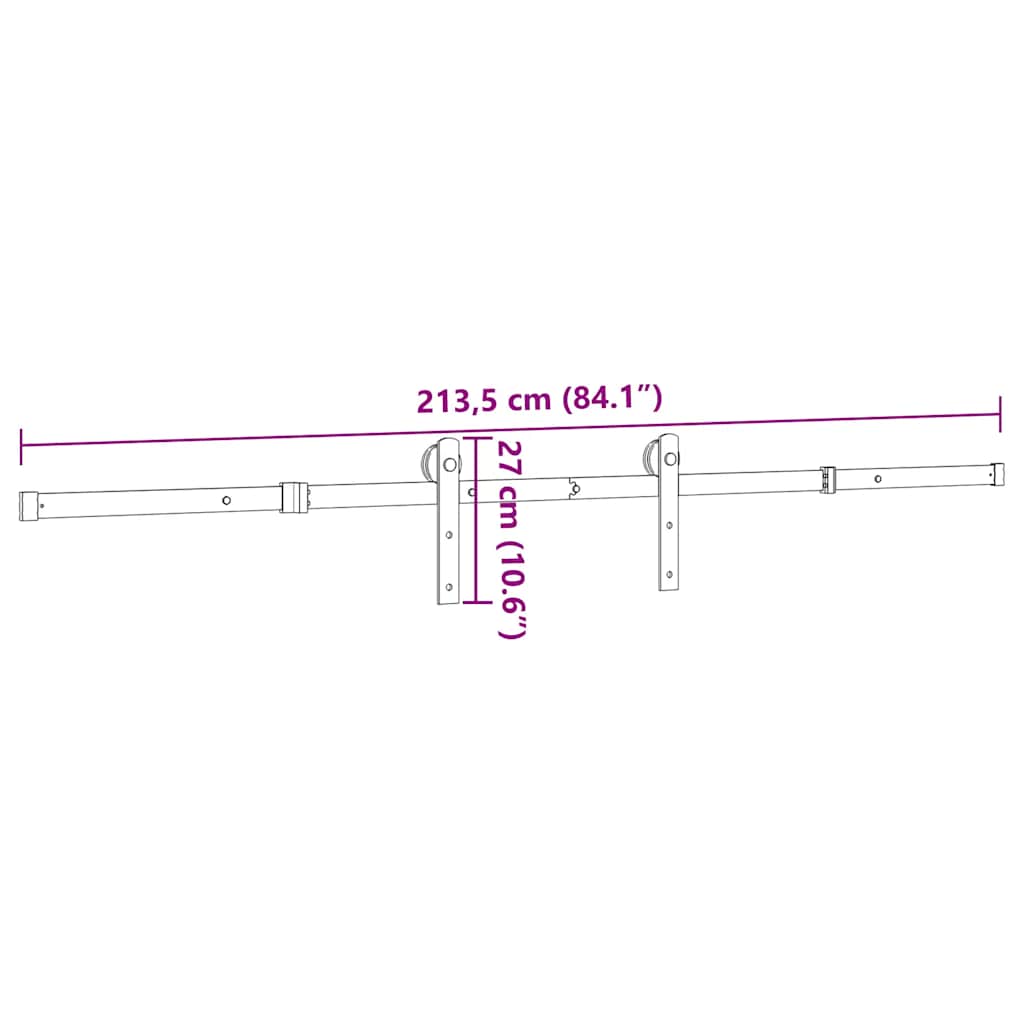 Pribor za klizna vrata 213,5 cm čelični crni
