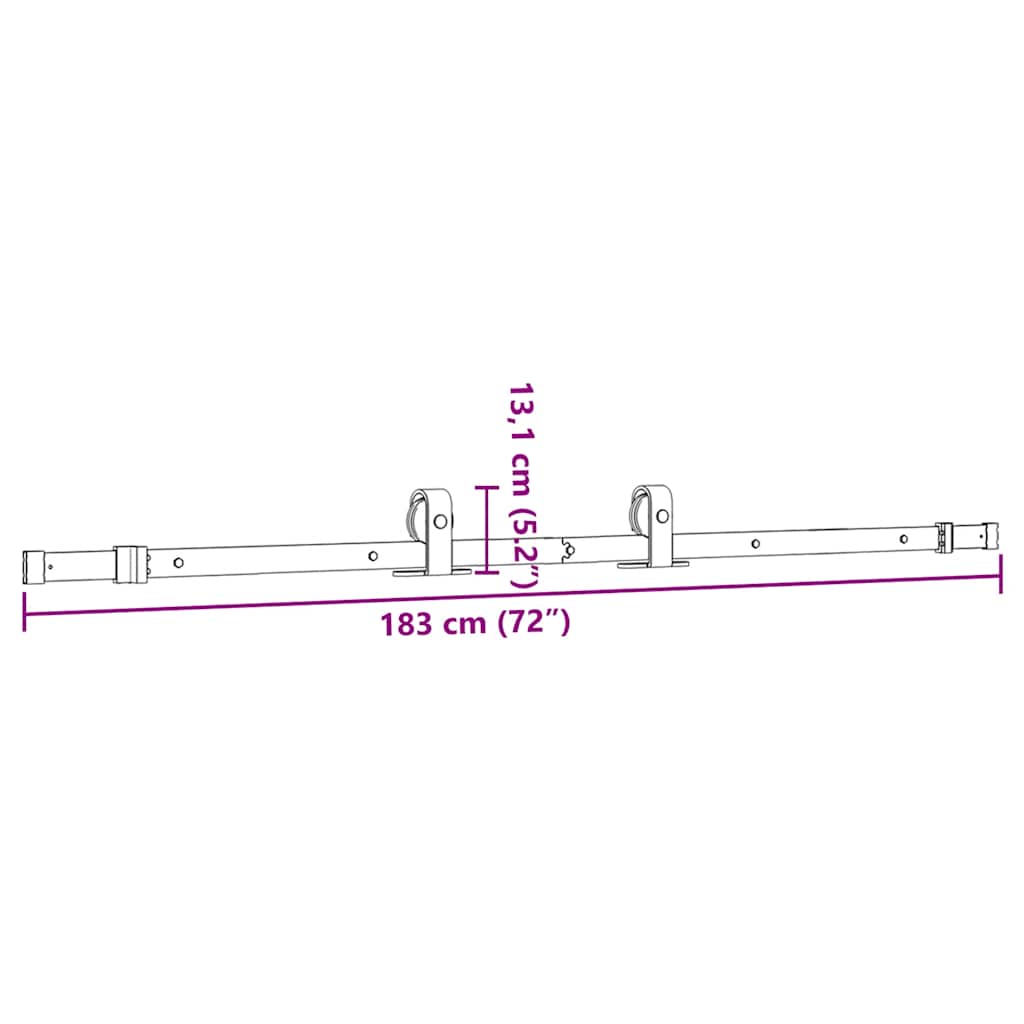 Pribor za klizna vrata 183 cm čelični crni