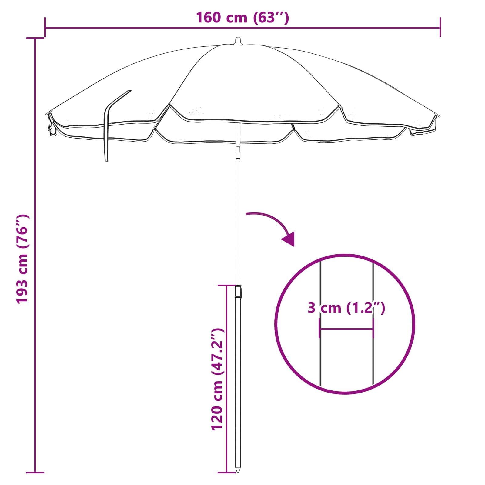 Suncobran Maskirna 161 x 161 x 193 cm Poliester