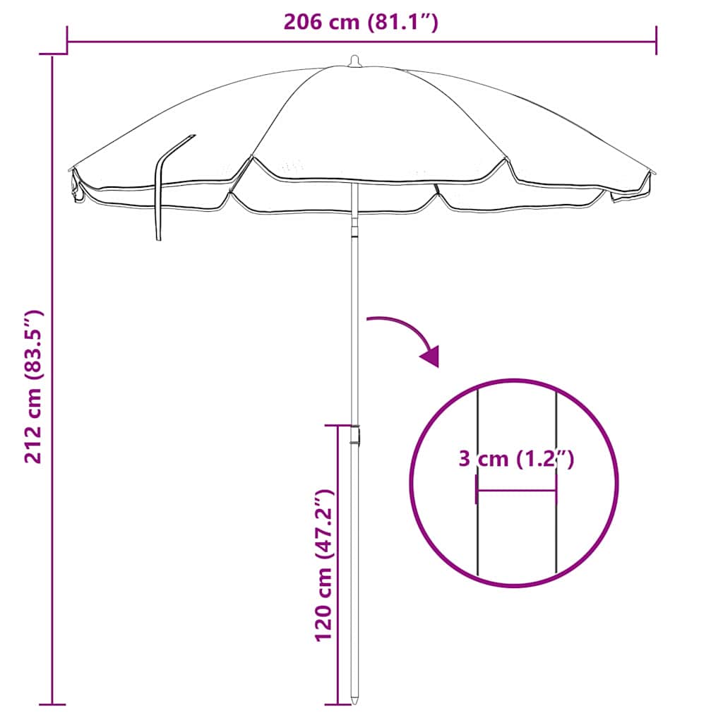 Suncobran za plažu Maskirna 206 x 206 x 212 cm
