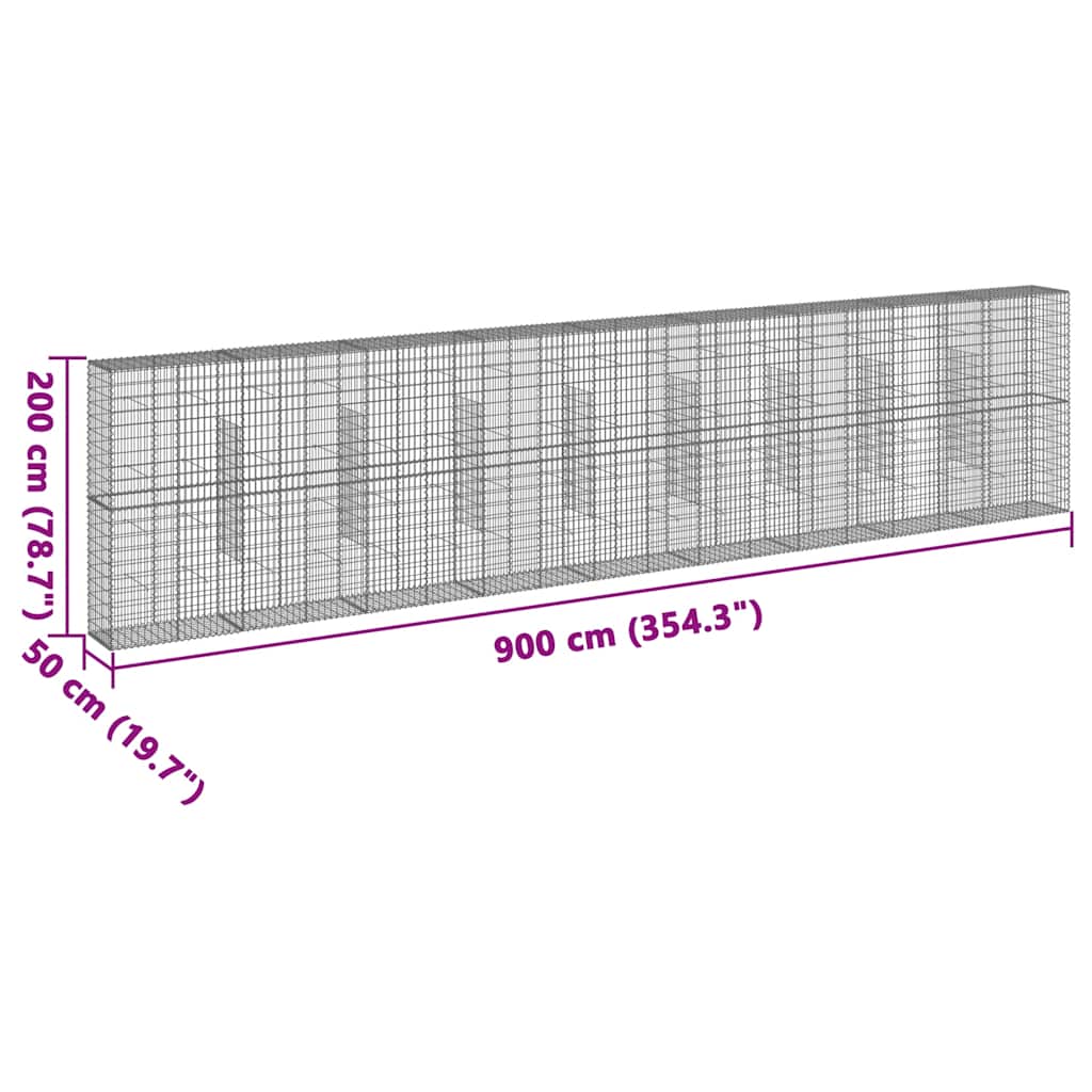 Gabionska košara s poklopcem 900x50x200 cm pocinčano željezo