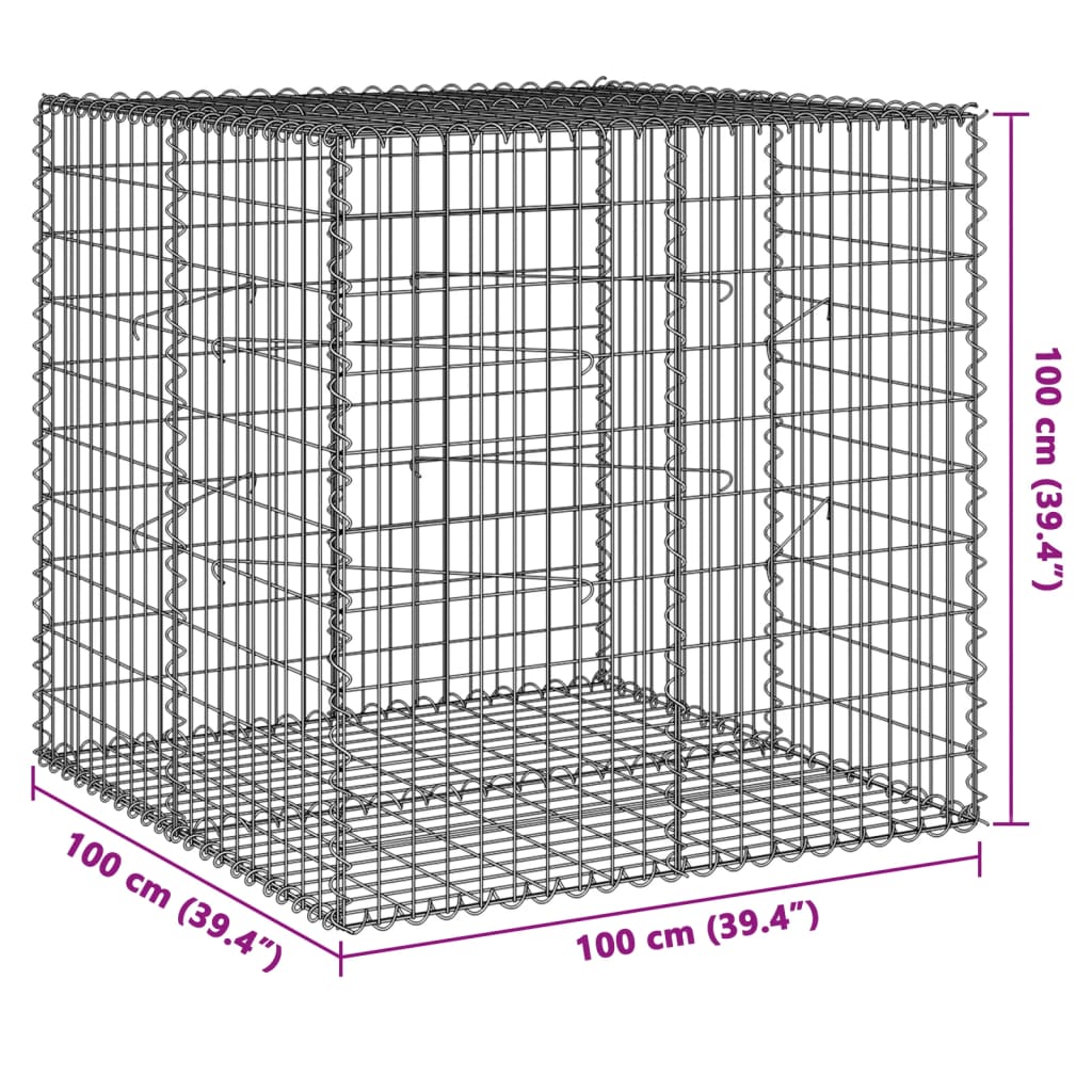 Gabionska košara s poklopcem 100x100x100 cm pocinčano željezo