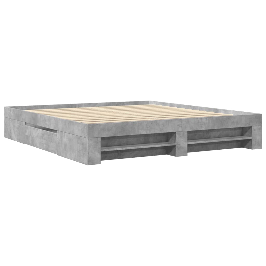 Okvir kreveta boja betona 200x200 cm od konstruiranog drva